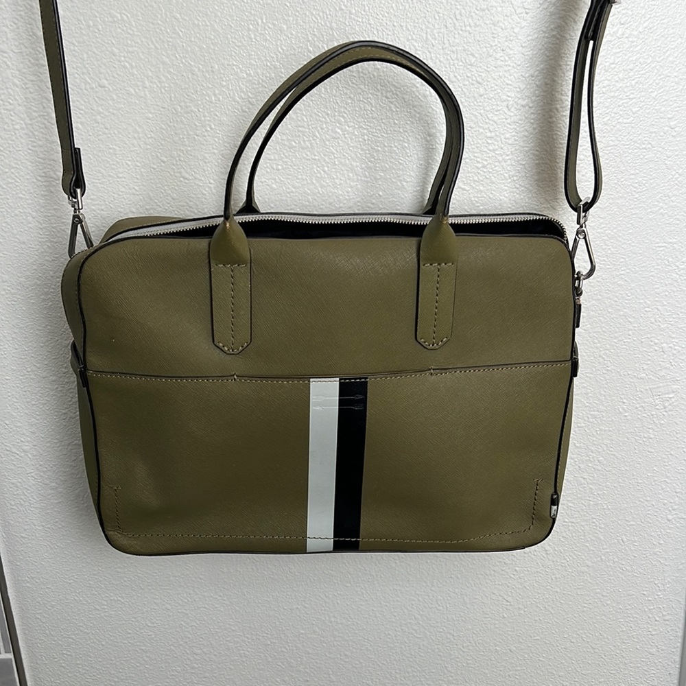 Ben Minkoff Olive Leather Laptop Bag